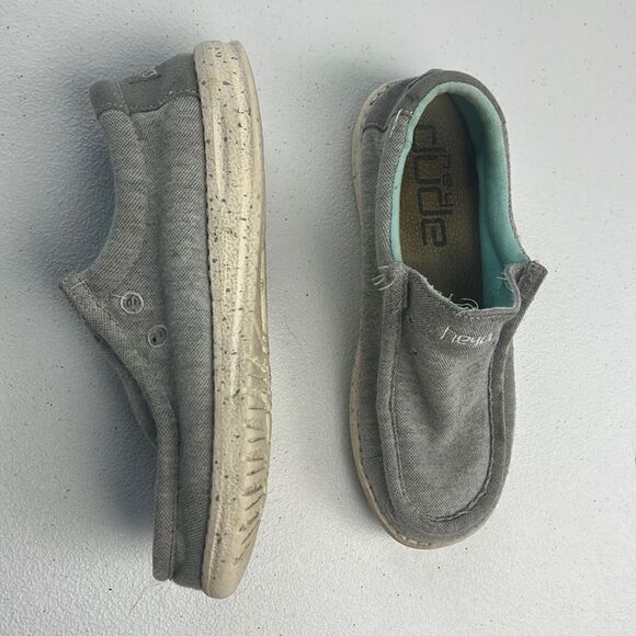 Hey Dude Wally Youth Stretch Grey Round Toe Low Cut Memory Foam Chukka Loafer Y1 - Picture 2 of 8
